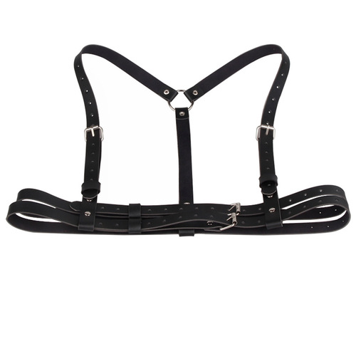 Double-layer leather belt restraint strap suspender