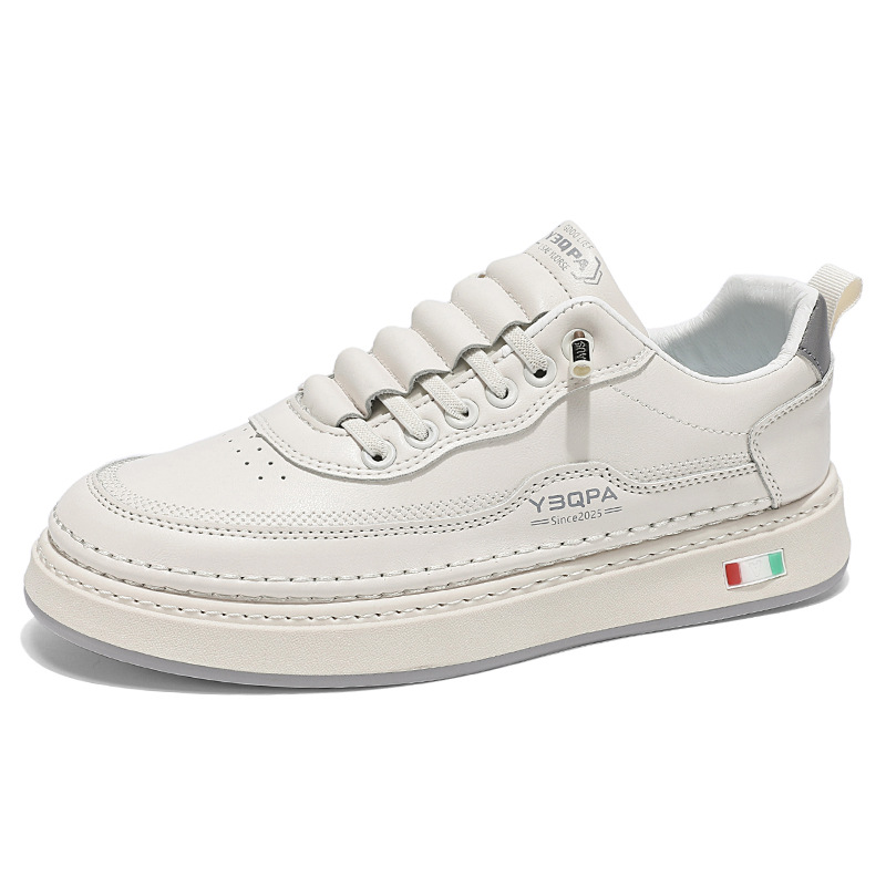 White Sneakers For Men 2025 Spring New Trendy Brand Versatile Slip-On Sports Youth Leather Casual Non-Slip Shoes_voghion.com