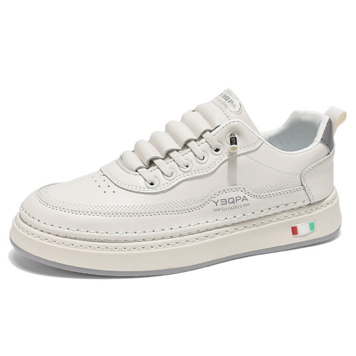 Men's 2025 Spring Trendy Casual Slip-on Sports Shoes with Leather Surface for Youth, Easy to Match and Non-slip