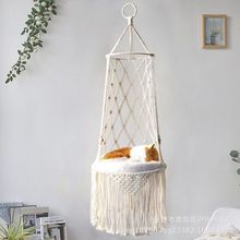 厂家直销波西米亚手工编织棉绳猫咪吊床吊椅宠物猫窝网红猫吊篮