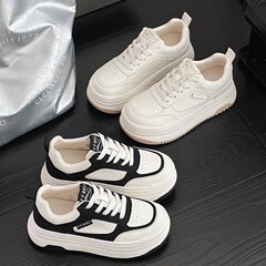 厚底小白鞋女2025夏新款百搭透气网鞋轻便平底运动休闲鞋牛皮板鞋