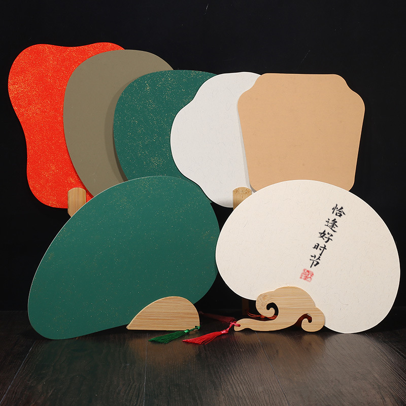 Thickened double-sided rice paper fan blank paper fan half-cooked white cardboard fan hand-painted fan children diy