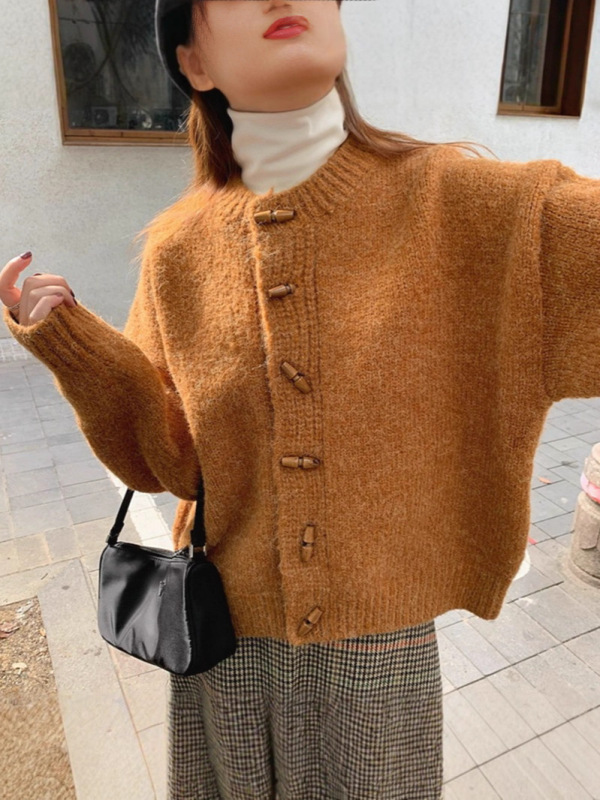 早秋针织开衫外套女春秋宽松慵懒高级感2025年新款上衣复古毛衣厚|undefined