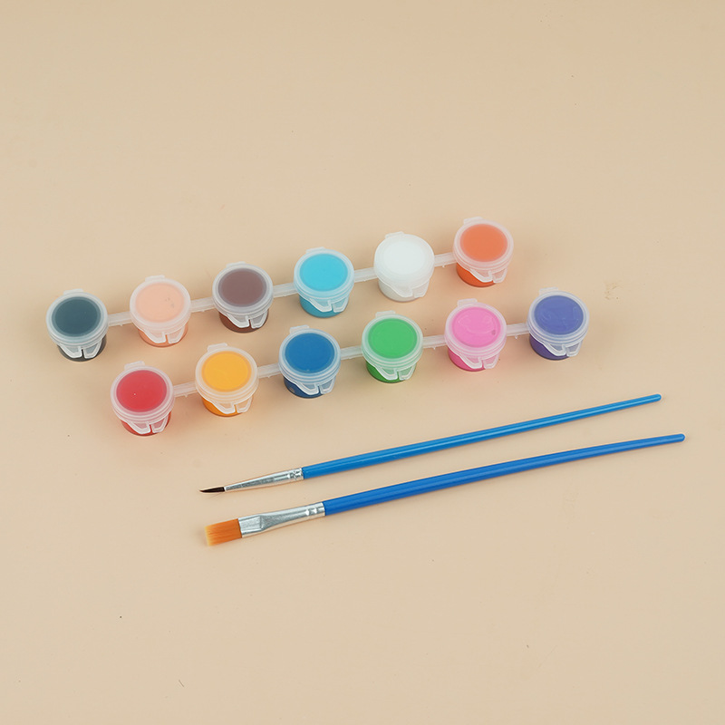 Pintura acrílica de los niños 12 colores traje 6 estudiantes siameses kindergarten arte pintura graffiti DIY yeso tira pigmento