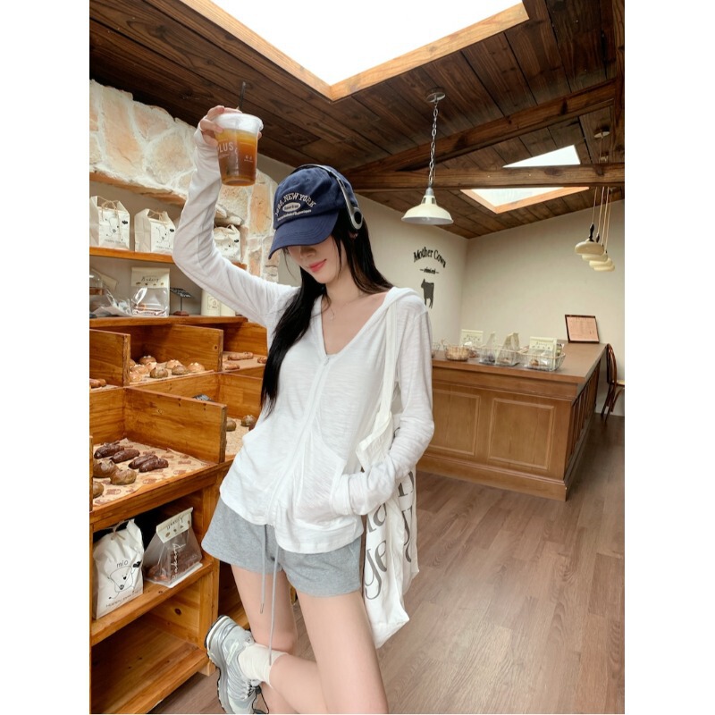 Sports Style Thin Long-Sleeved Sun Protection Jacket 2025 Summer New Design Niche Slim Autum Hooded Cardigan