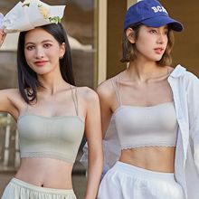 蕾丝吊带防走光内衣女带胸垫外穿内搭细带交叉美背心一体裹胸文胸