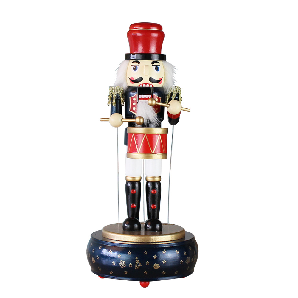 Navidad regalos navideños cascanueces caja de música giratoria artesanía decoración casera madera caja de ocho tonos