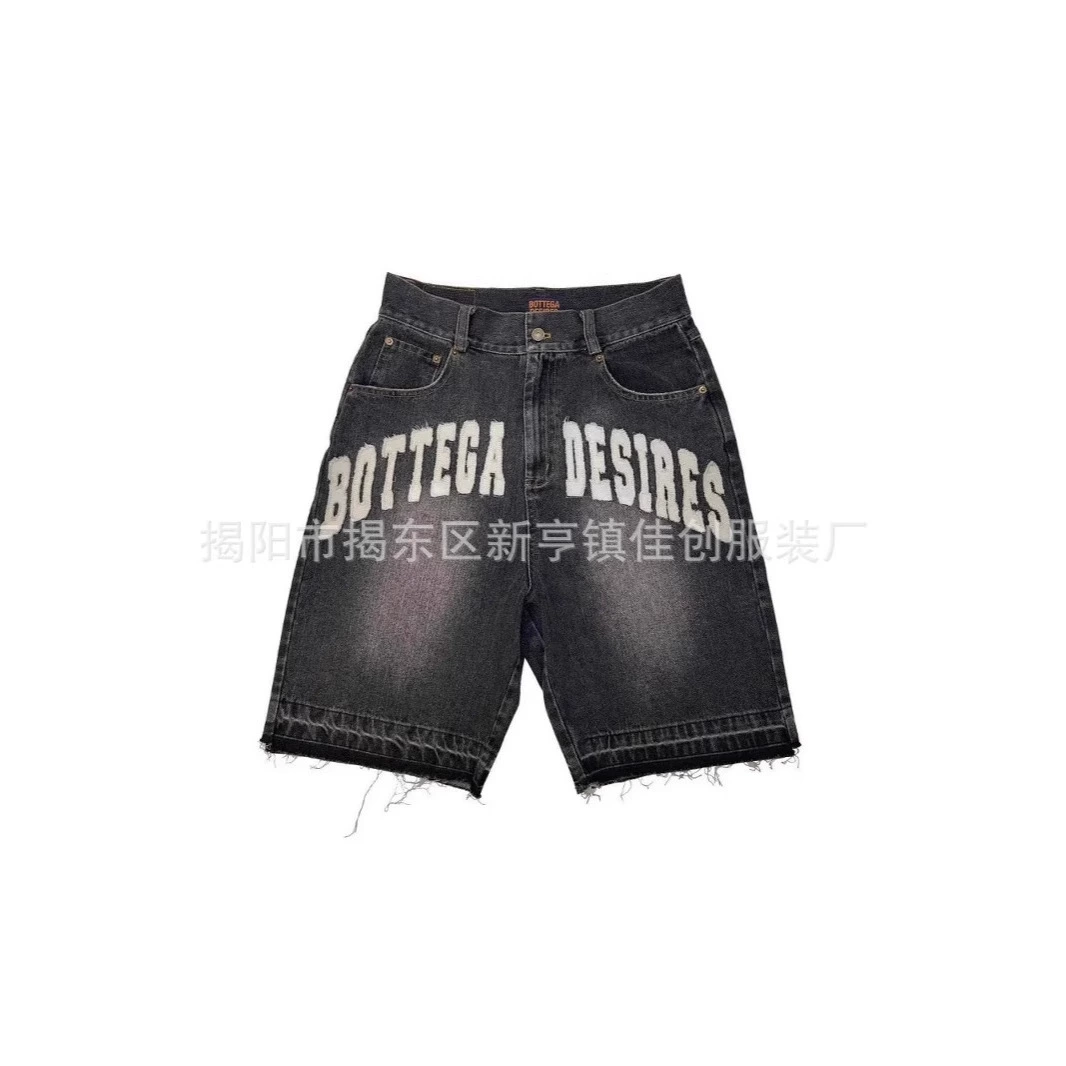 2025 новые модные мужские уличные свободные пятиточечные брюки модного бренда ретро джинсовые шорты с надписью