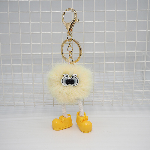 Cute faux sable hair small charcoal car keychain pendant, purse plush teddy bear keychain decoration wholesale