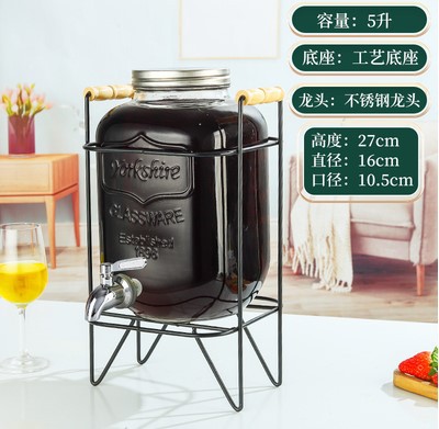 Entrega de 48 horas en nombre de la botella de vino de vidrio para el hogar con grifo, botella de agua fría, barril de bebidas propias, barril de cerveza, contenido de té de frutas