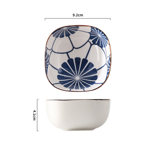 Cross-border Japanese-style ceramic small plates soy sauce plate snack plate 9-grid household sushi seasoning plate snack plate tableware