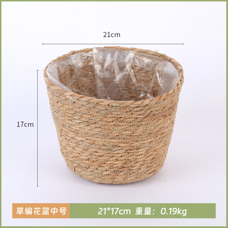 Cesta de tejido de paja explosiva, cesta de tejido de caña simple, cesta de tejido de caña verde interior, oso cub, cub