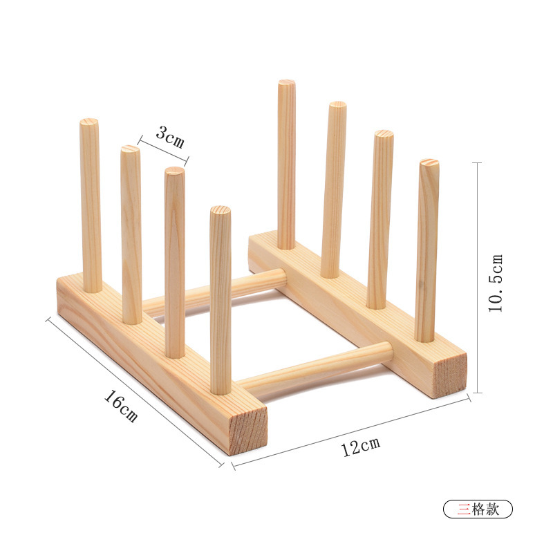 Escurridor y Organizador de Platos de Madera de Pino para Cocina