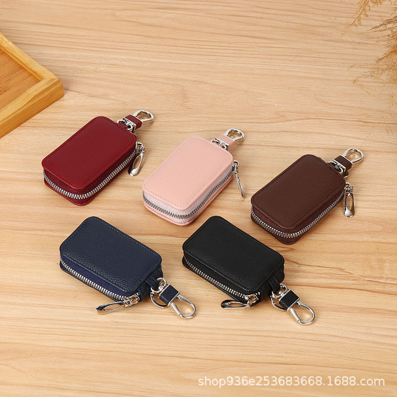 Cross-Border Popular Multifunctional Universal Pebbled Car Key Bag Unisex Zipper Key Bag High-End