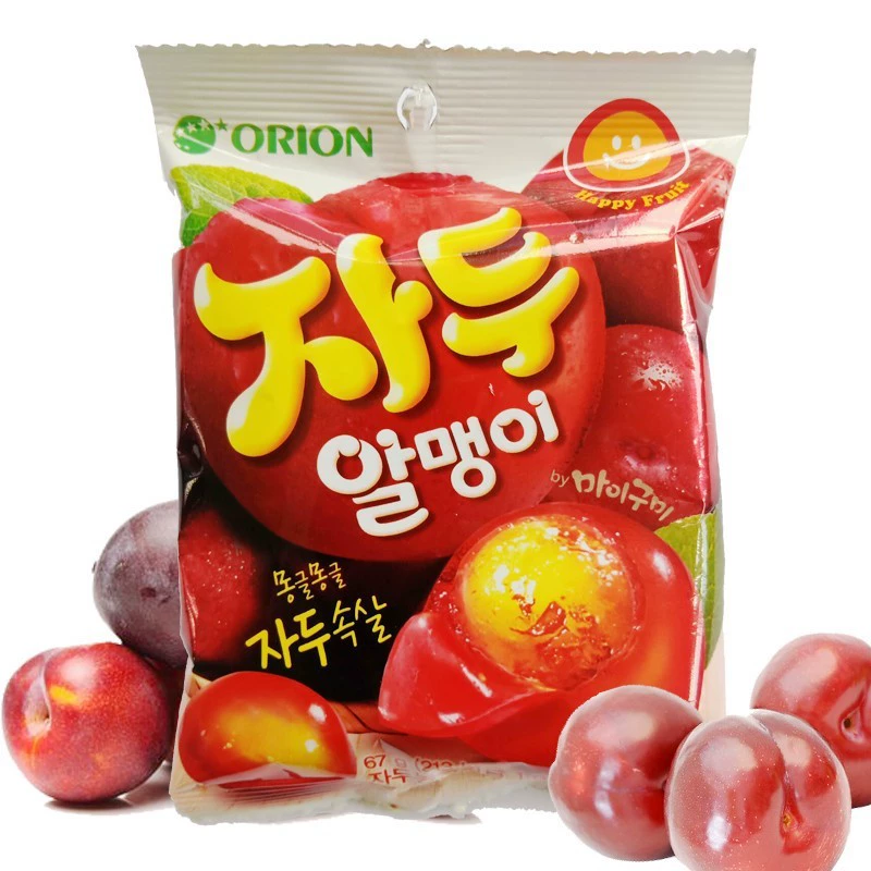 Закуска конфеты Южная Корея Холи Таози qq Летающий сахар 66г пакеты складировать виноград клубника змея