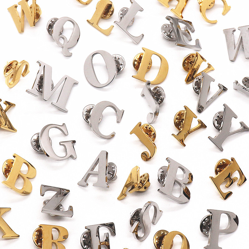 DIY Brooch Concert Commemorative Badge Personalized Simple English Letter Stainless Steel Pin Name Peripheral Design