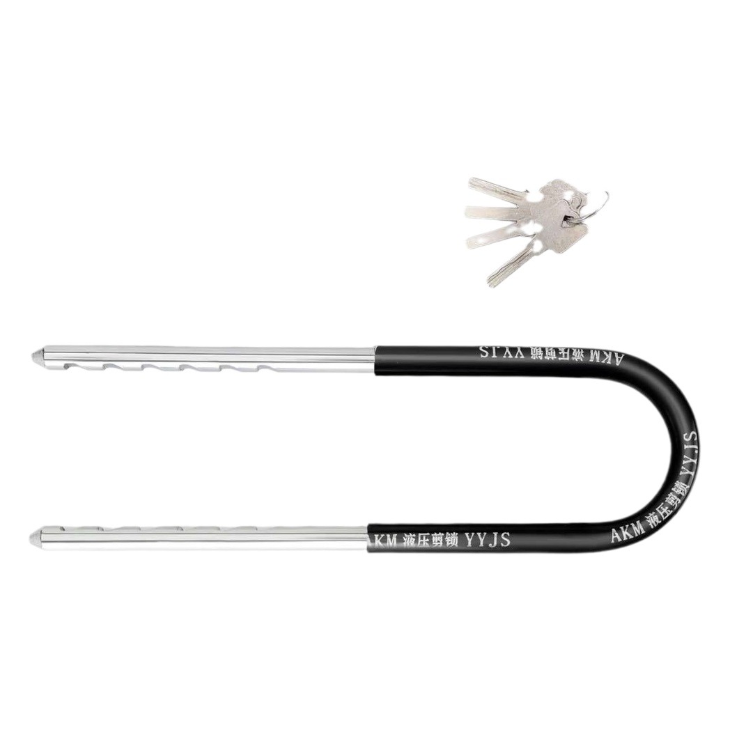Glass door lock handle lock door lock double door shop lock extended motorcycle lock anti-theft lock head thick anti-hydraulic pressure