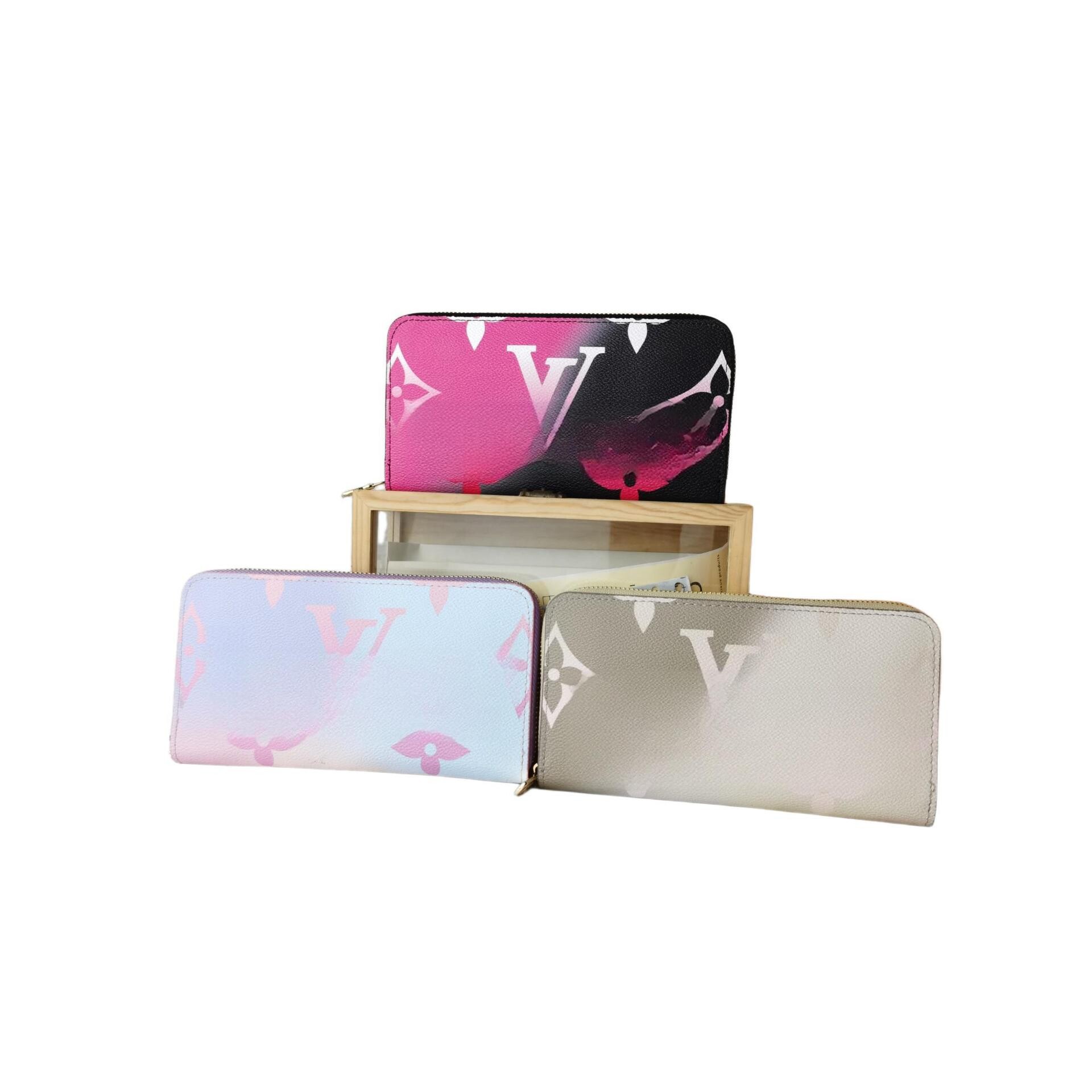 2025 New Gradient Embossed Women's Long Wallet Fashion Envelope Genuine Leather Purse Luxury Card Holder - Thumbnail 4