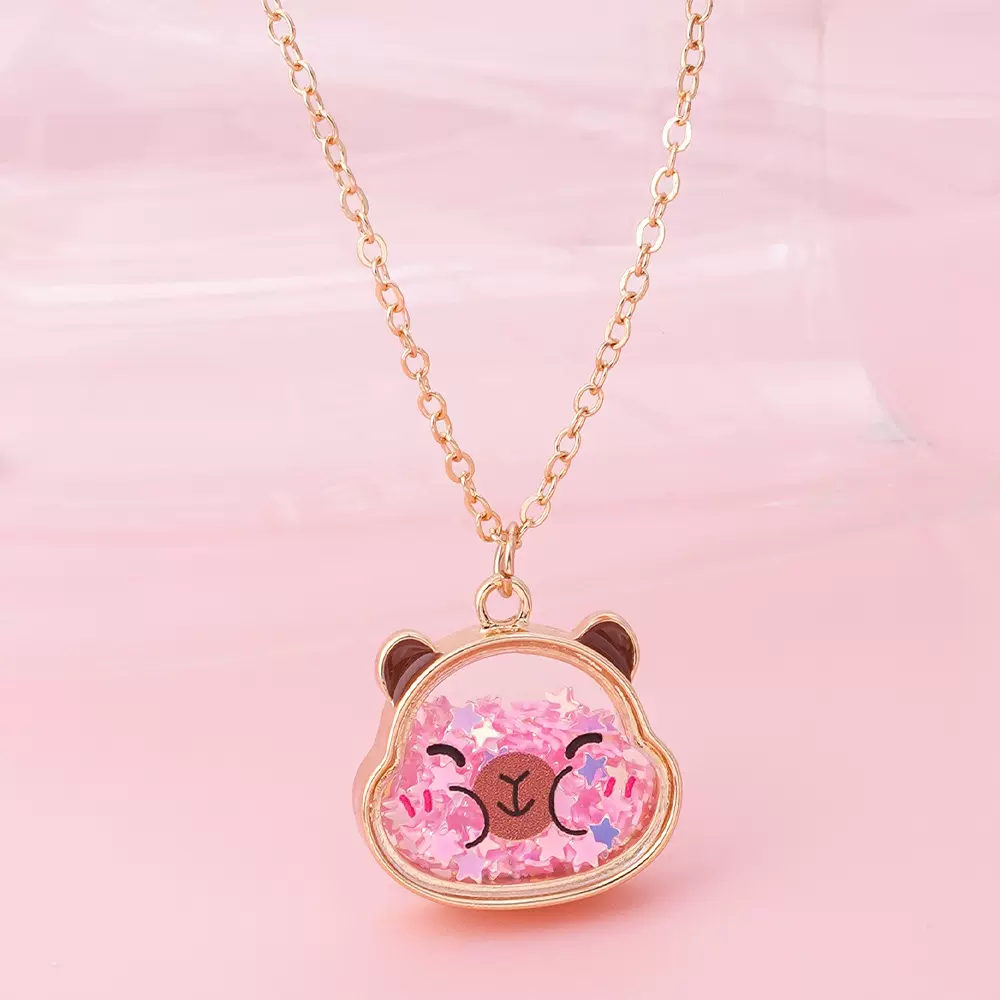 虾皮专供超萌猫咪青蛙小熊儿童项链批发内含活动亮片多巴胺项链