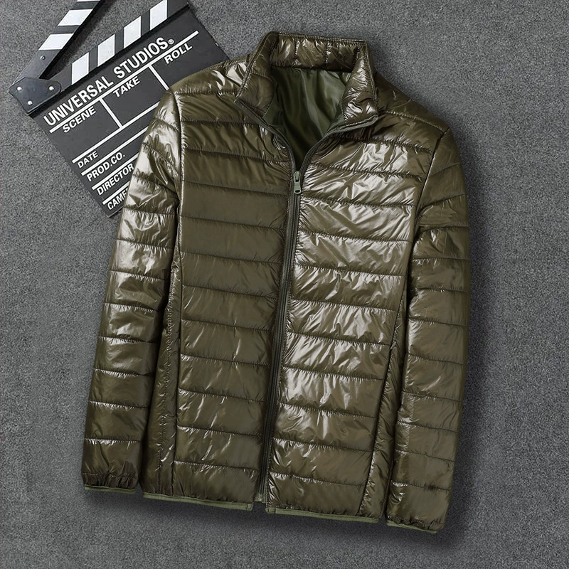 Light and thin men's down jacket with down with hood, plus size, slim fit