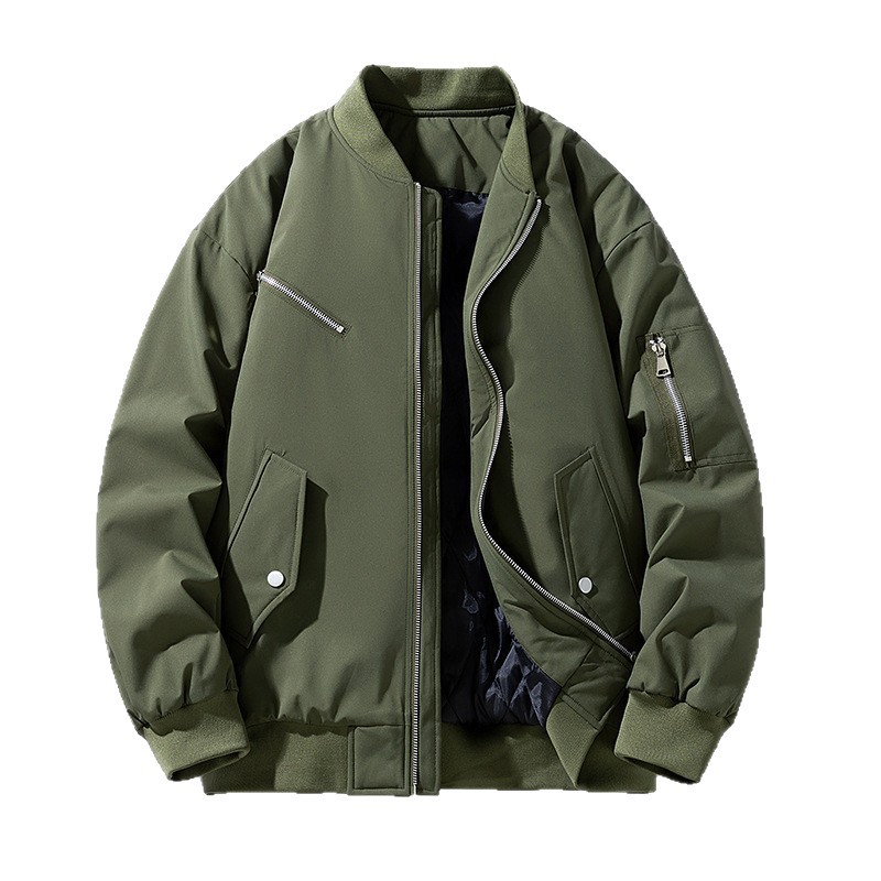 Chaqueta de vuelo de otoño y invierno transfronterizos de estilo americano, cuello de béisbol para hombres y mujeres, chaqueta de algodón, chaqueta de algodón de tamaño extra