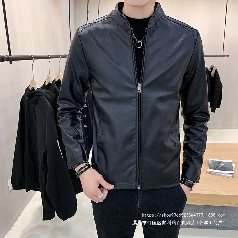 皮衣男士外套秋冬休闲保暖机车服男士皮夹克韩版加绒加厚皮毛一体