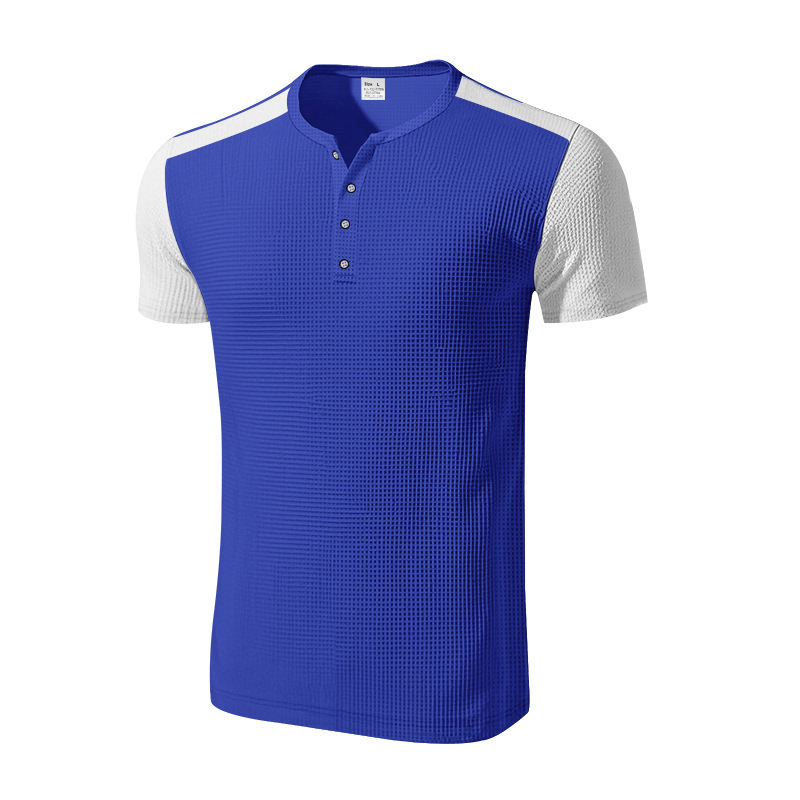 T-shirt henley uomo oversized a blocchi di colore waffle_voghion.com