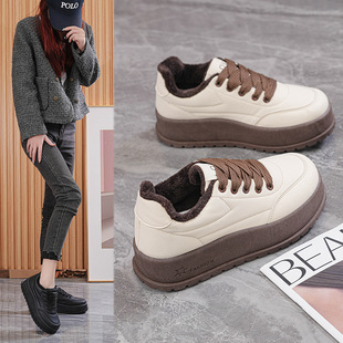 2025 Winter New Style Fleece-Lined Thickeneded Warm Ins Korean Style Snow Boots Thick-Soled Cotton Shoes Women's Casual Shoes Mr092