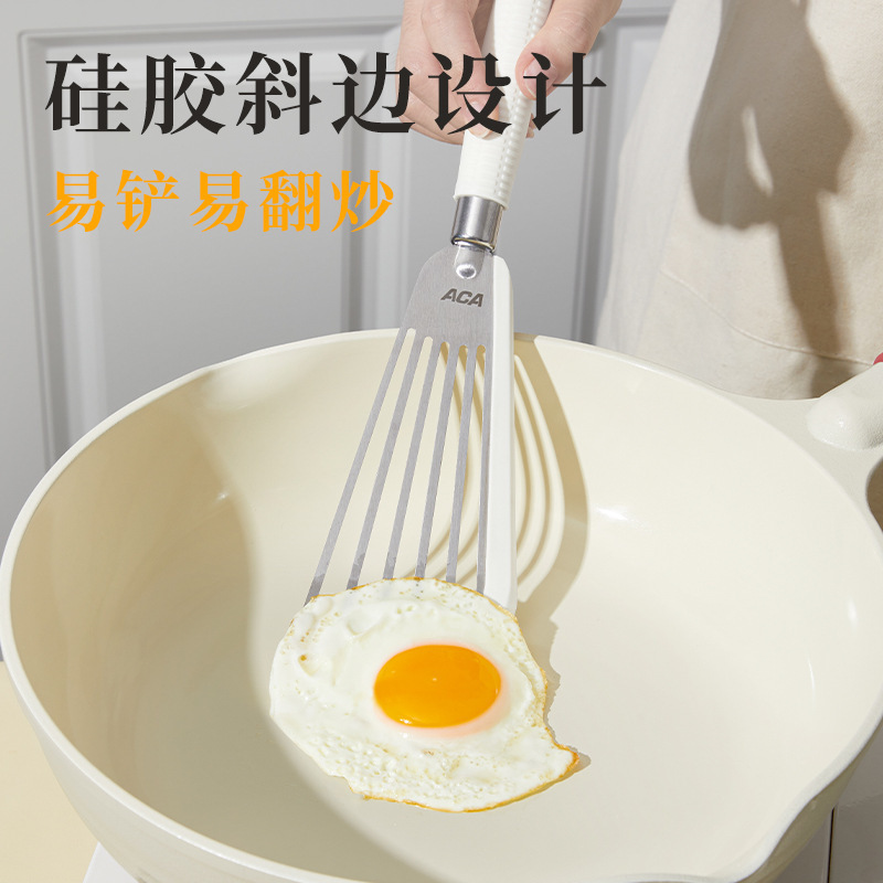 Pala de freír de silicona ACA sartén antiadherente Pala de pescado frita Pala de cocina casera Pala de cocina en forma de mariposa Pala hueca resistente a altas temperaturas