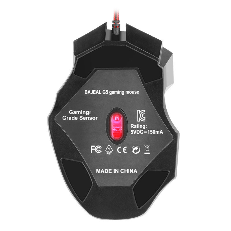 Bajeal g 5有線ゲームのマウスの電気競争は鶏のプログラミング7d発光rgbのまぶしさのusbのマウスのデスクトップを食べます。|undefined