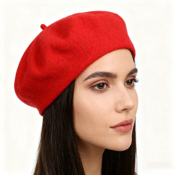 fashionable solid color woolen winter universal beret