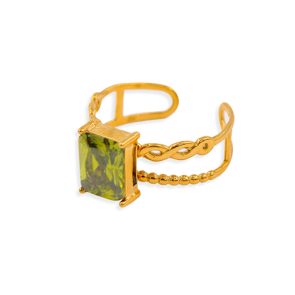 Simple Style Geometric Stainless Steel Plating Zircon Open Ring 1 Piece