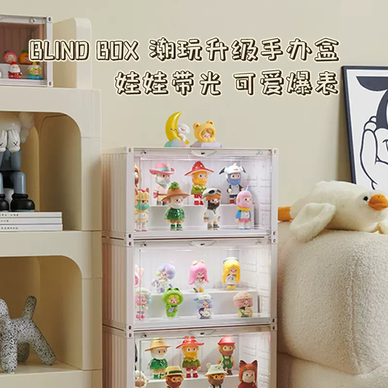 集装箱盲盒收纳盒防尘柜子加厚家用泡泡玛特展示架手办娃娃展示盒