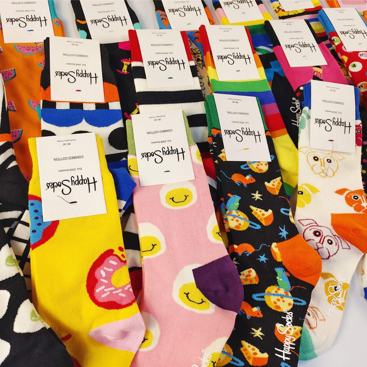 Calcetines de algodón happy socks para mujer estilo sueco_voghion.com