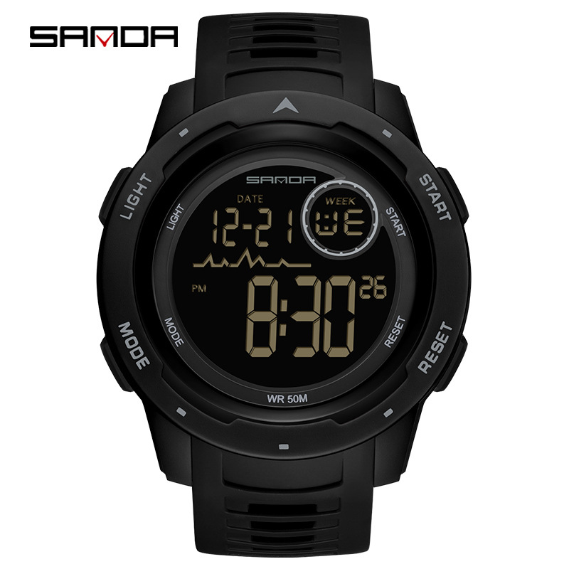 SANDA 2125 multifuncional electrónico impermeable deportes reloj de los hombres estudiante moda reloj de moda de los hombres