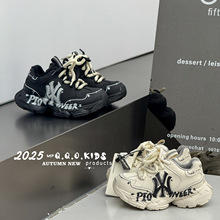 QQO童鞋 2025年冬季新款儿童字母涂鸦运动鞋男女童轻便保暖老爹鞋