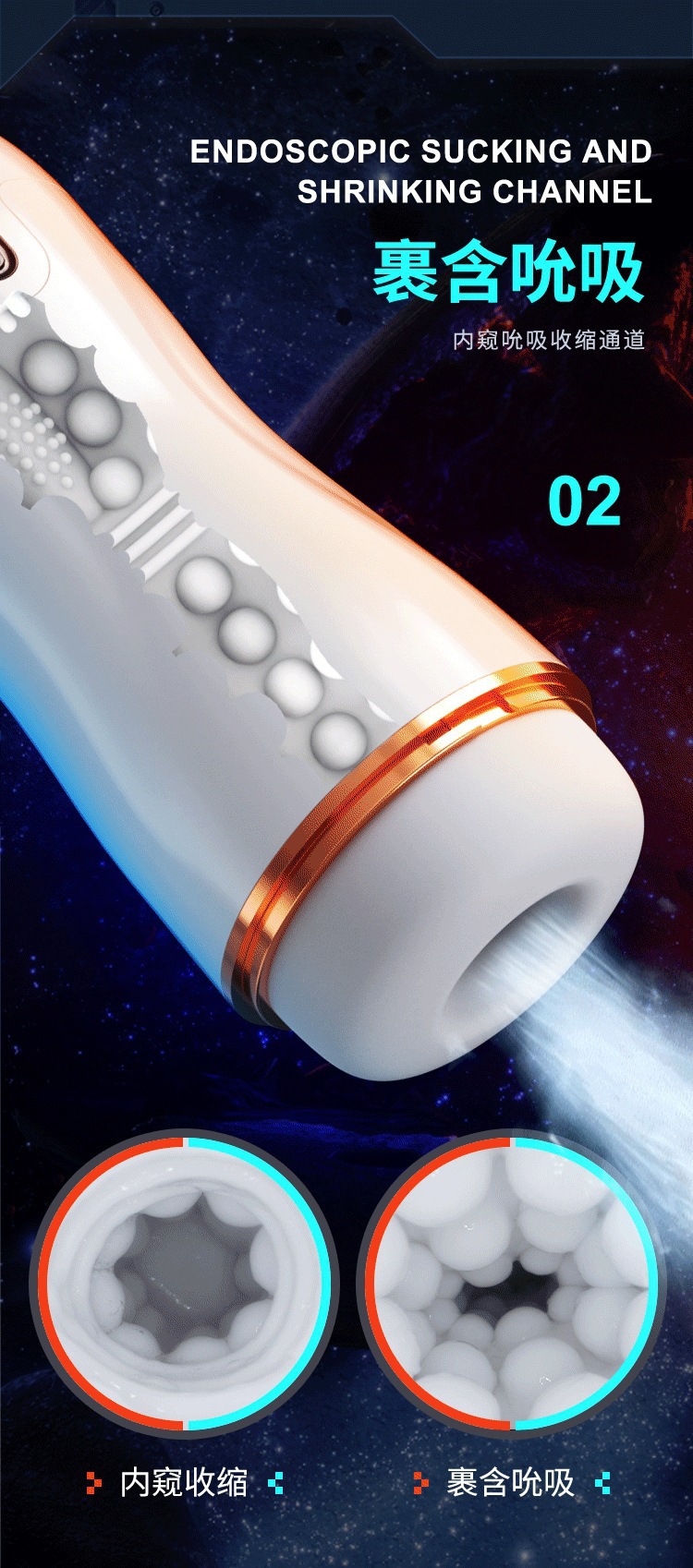Fully Automatic Suction Male Masturbator Cup with Vibration, TPE and ABS — detail image 15