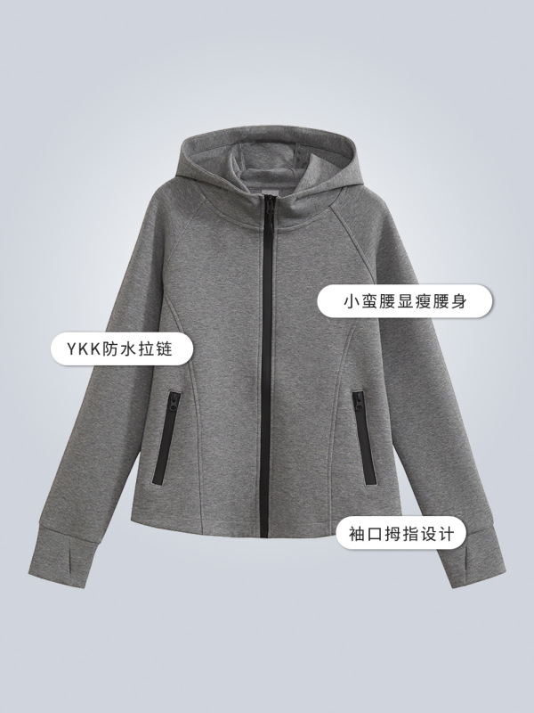 女装2025新款秋连帽显瘦外套女秋加厚空气层拉链休闲上衣针织开衫|undefined