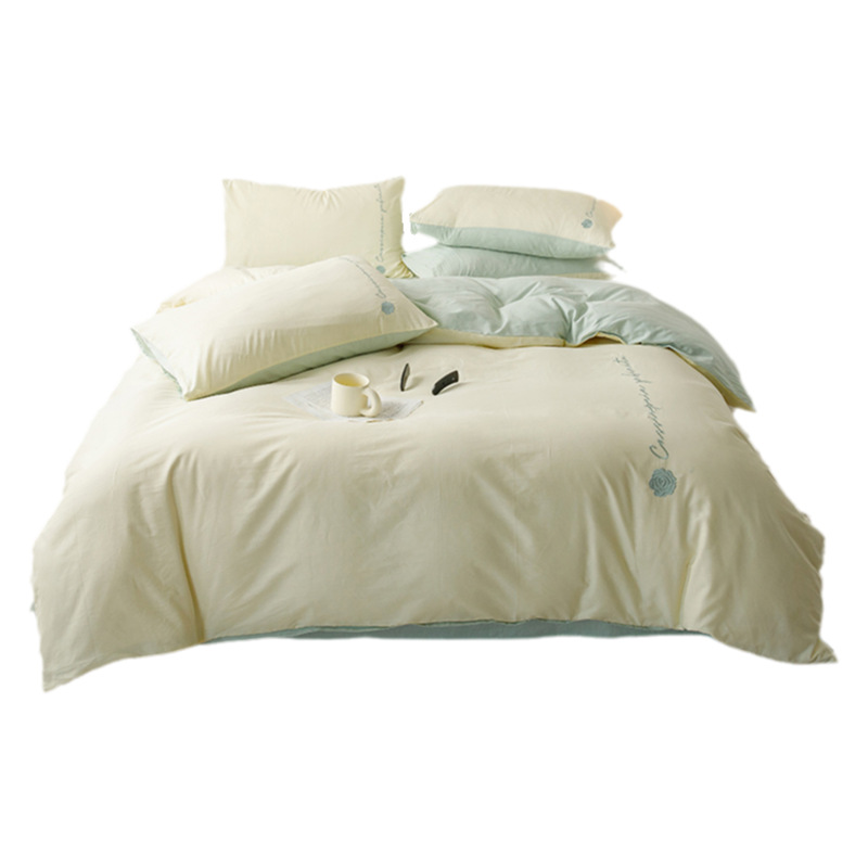 ins algodón puro cuatro piezas simple bordado sábanas de algodón cubierta de colcha de tres piezas para una sola persona 2025 nueva ropa de cama