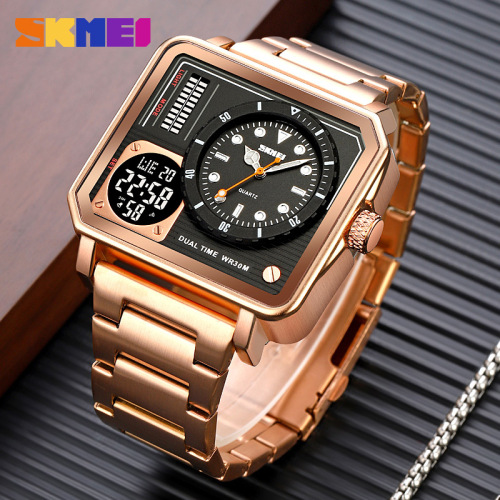 Shimei Large Steel Strap Dual Time Electronic Watch Multifunctional Sports Trendy Fashionista's Versatile Watch Dropshipping