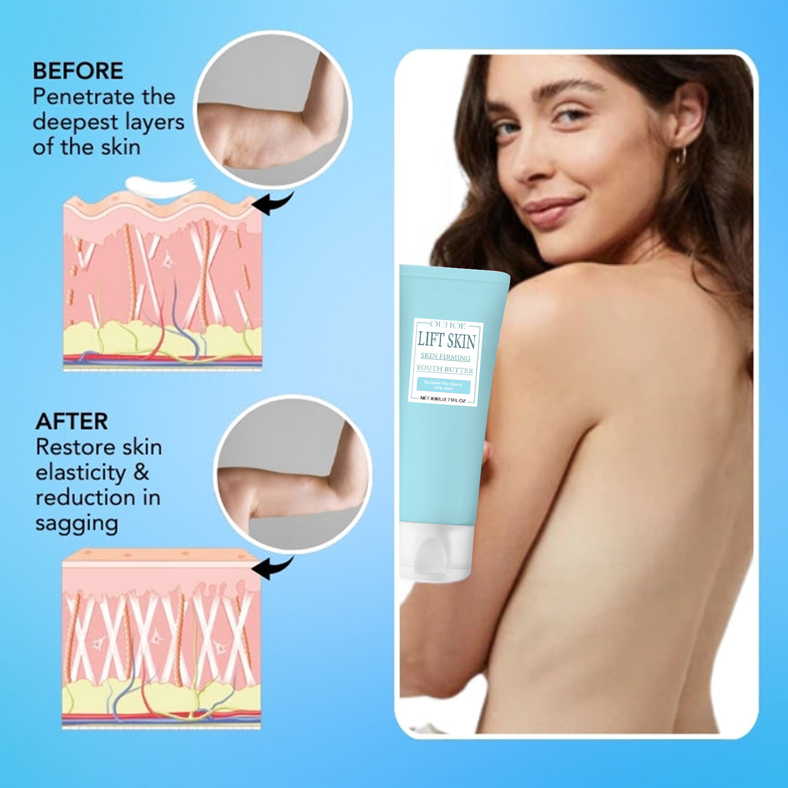 OUHOE Firming Anti Wrinkle Moisturizes Deep Moisturizing Skin Firming, Brightening and Nutritive Body Cream (Straffende, aufhellende und nährende Körpercreme für die Haut)_voghion.com