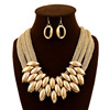 Capacious acrylic jewelry, necklace and earrings with tassels, set, accessories, European style