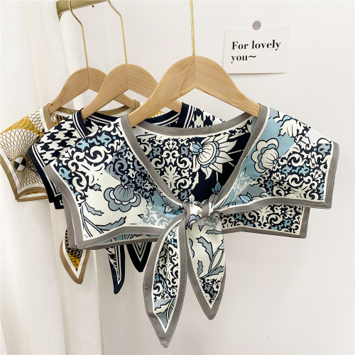 Shawl silk scarf for women in spring, autumn and summer office air-conditioned room shoulder and neck new style decorative knotted fake collar scarf