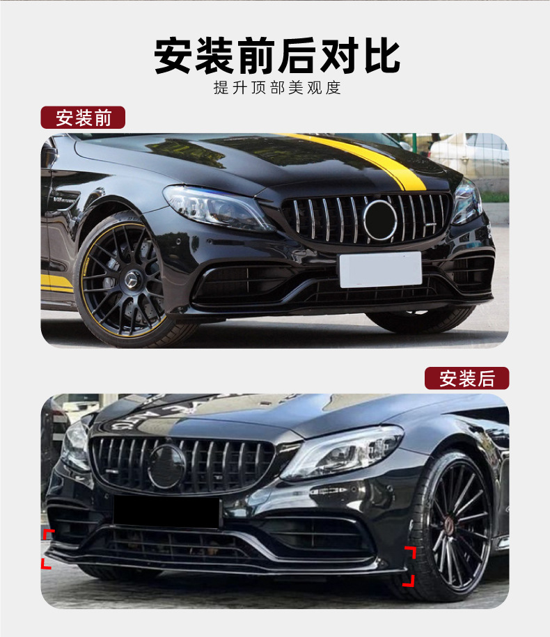 Front Lip Spoiler for Mercedes-Benz C-Class Coupe W205 C63 (2015-2022)