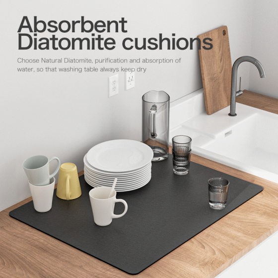 Diatom Mud Wash-Free Leather Absorbent Mat Upholstered Kitchen Bowl Chopsticks Vegetable Basin Drain Placemat Anti-fouling Quick-drying Coffee Mat