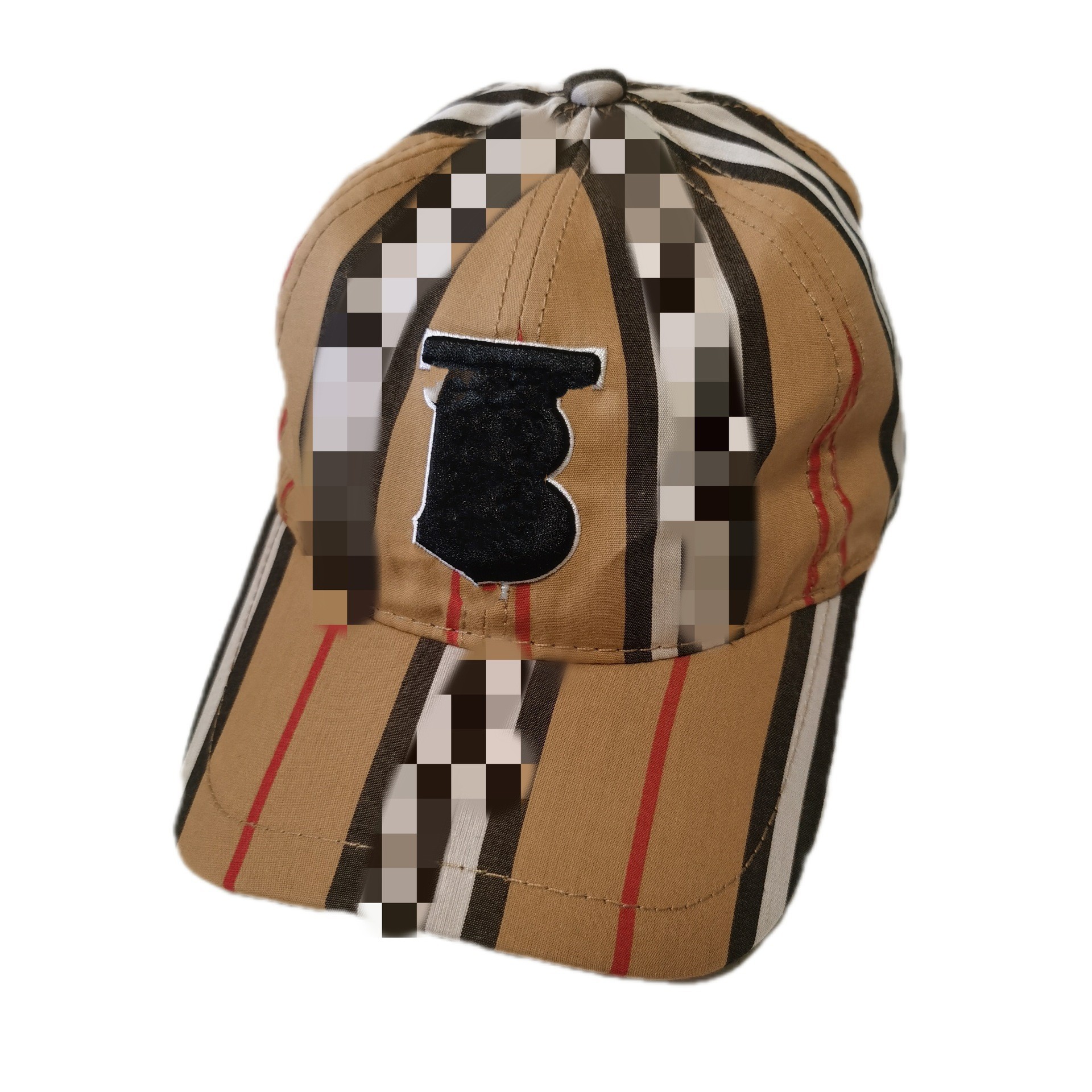 New Cross-Border European and American B Embroidery Checkered Soft Top Fashion Versatile Baseball Cap with Personality Striped Outdoor Baseball Cap