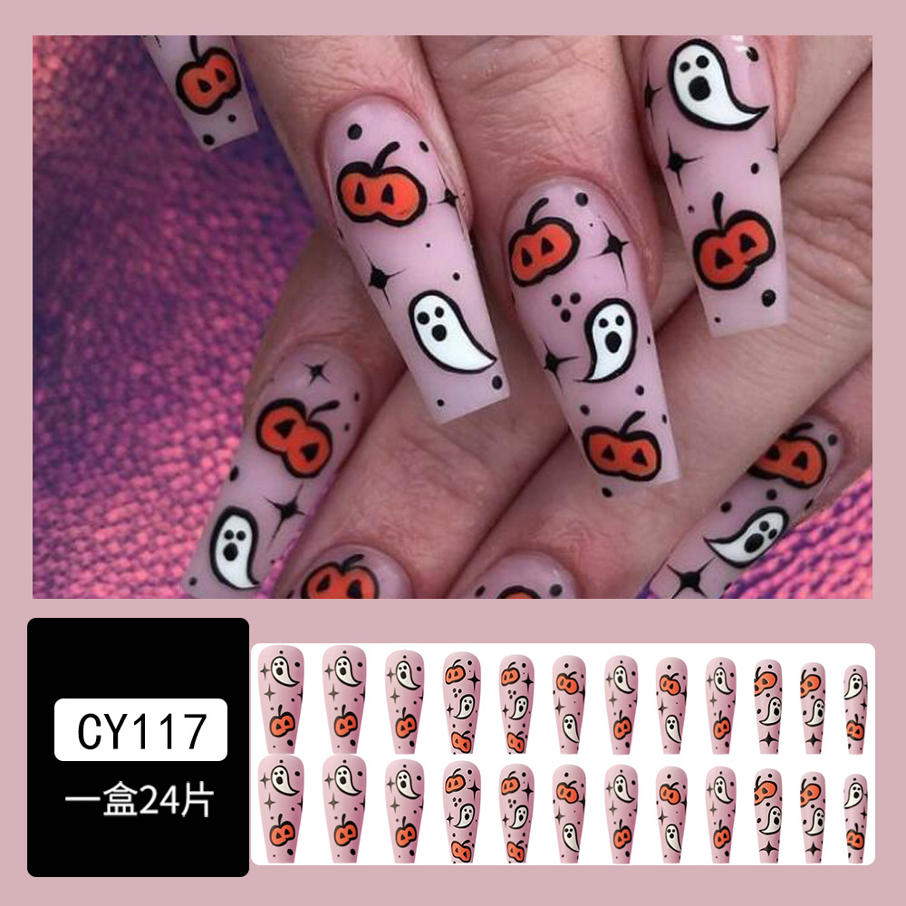 Calabaza fantasma de Halloween desgaste de uñas avanzada de uñas pieza de uñas falso parche de uñas desgaste de uñas producto terminado al por mayor image 7