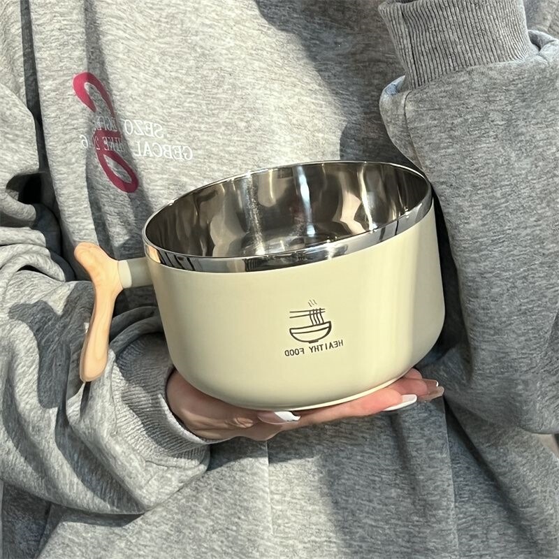 Japanese-Style Instant Noodle Bowl 304 Stainless Steel Student Dormitory Easy-To-Clean Drainable Eating Bowl with Lid Large Capacity Instant Noodle Bowl Japanese-Style Instant Noodle Bowl 304 Stainless Steel Student Dormitory Easy-To-Clean Drainable Eating Bowl with Lid Large Capacity Instant Noodle Bowl