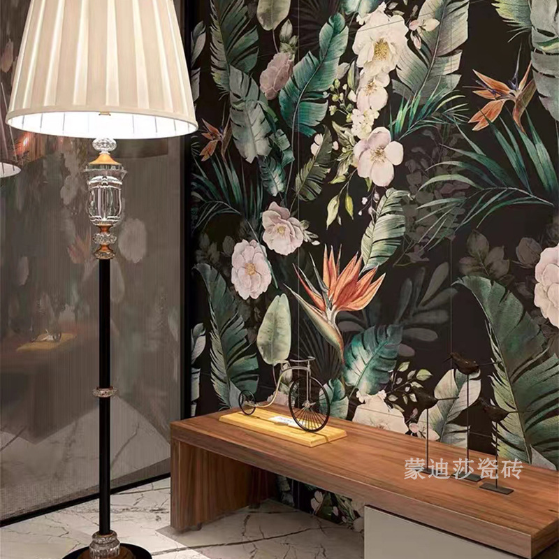 Guanzhu 600X1200 Gilt Art Tiles French Retro Green Plant Tiles Bathroom Bathroom Background Wall Tiles Guanzhu 600X1200 Gilt Art Tiles French Retro Green Plant Tiles Bathroom Bathroom Background Wall Tiles