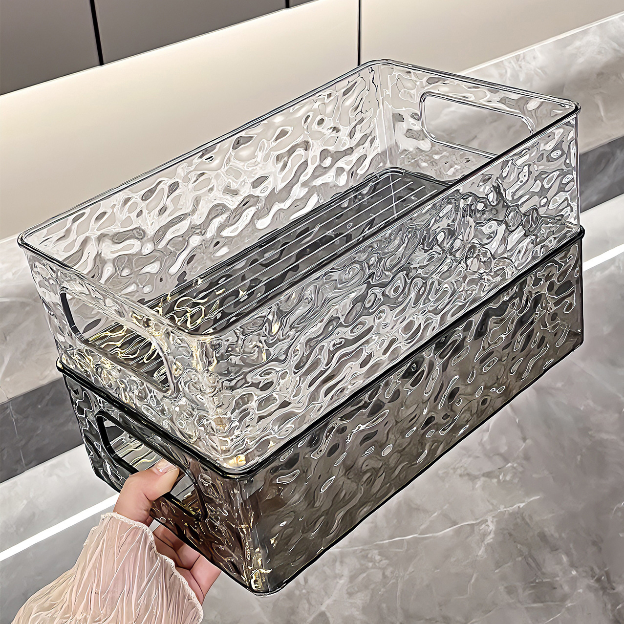 1168 Transparent Storage Box Desktop Cosmetics Lipstick Snack Storage Basket Skin Care Products Dressing Table Miscellaneous Box